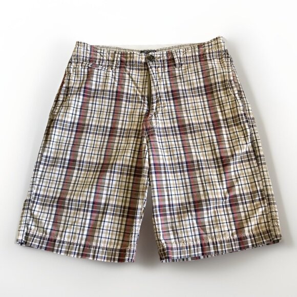 American Eagle Outfitters Other - American Eagle Plaid Shorts Men's 34 11”‎ Inseam Tan Blue
